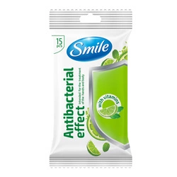 "Antibakteriální vlhčené ubrousky Smile, 15 ks."